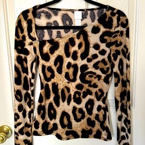 H&M cheetah print stretch top